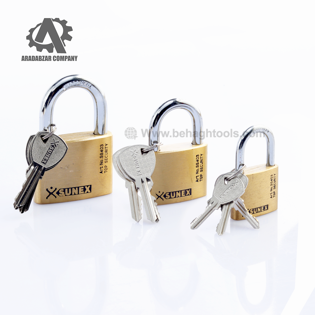قفل آویز برنجی مدل 403 سانکس 5 قفل آویز تمام برنج سانکس - تصویر 1