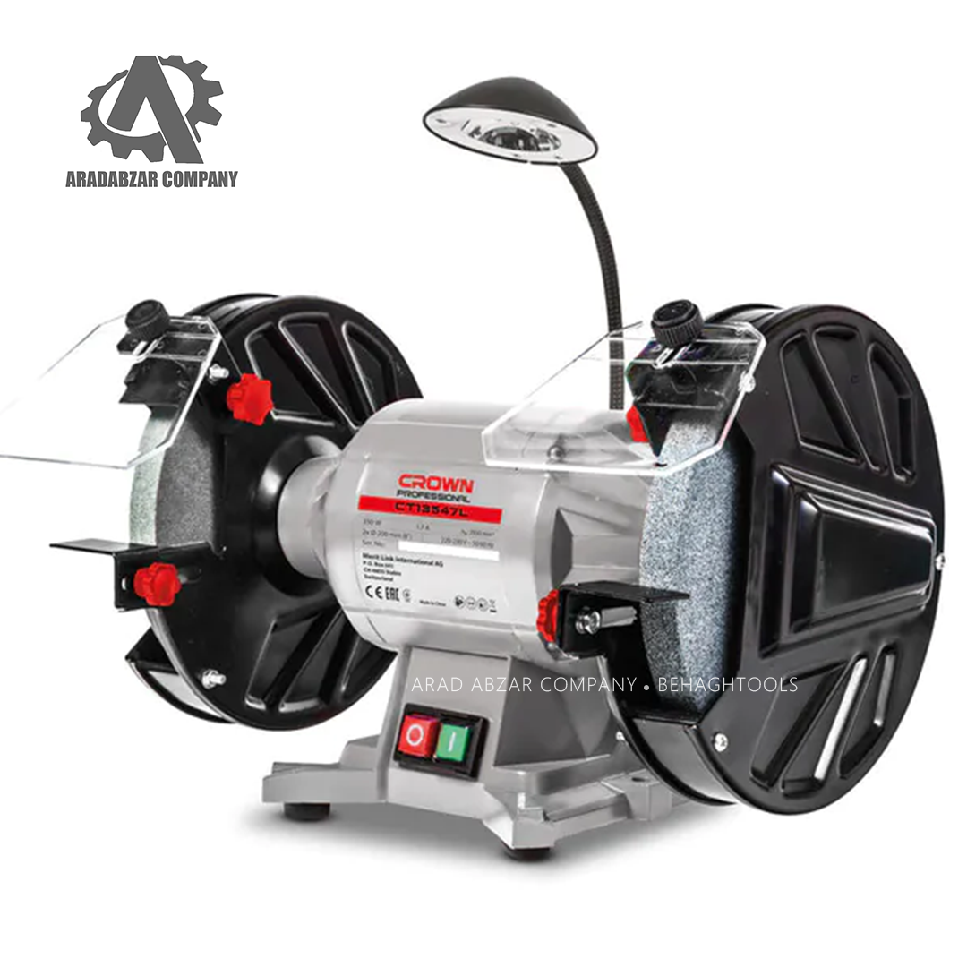 چرخ سنباده کرون 13547 crown tools سنگ رومیزی کرون 200 میلیمتر 350 وات CT13547 - تصویر 1